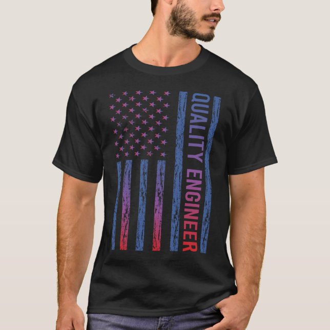 USA Flag Quality Engineer T-Shirt (Vorderseite)