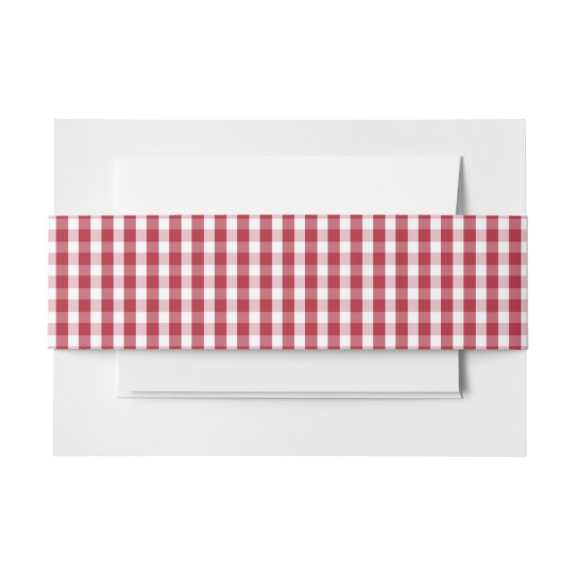 USA Flag Red and White Gingham Checked Einladungsbanderole (Vorderseite Beispiel)
