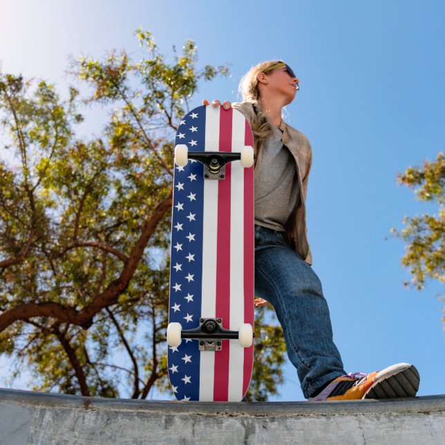 USA Flag Red White Blue Stars Streifen Skateboard (Außenbereich 1)
