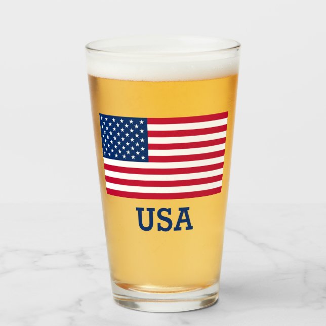 USA Flag Red White Blue United Staaten Patriotic Glas (Vorne (Gefüllt))