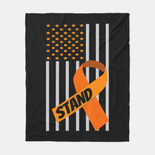 USA Flag Ribbon Leukemia Awareness Family Support Fleecedecke