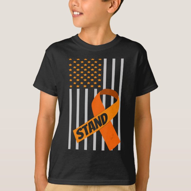 USA Flag Ribbon Leukemia Awareness Family Support T-Shirt (Vorderseite)