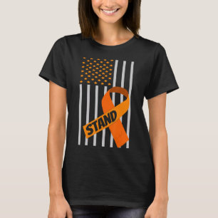 USA Flag Ribbon Leukemia Awareness Family Support T-Shirt