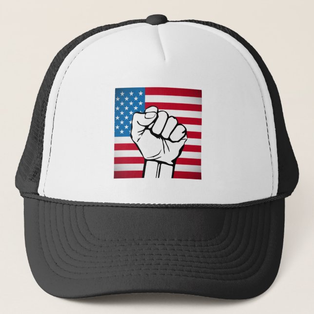 USA Flag | Rising Fist Truckerkappe (Vorderseite)