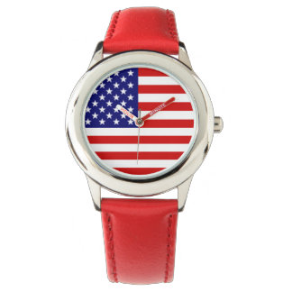usa Flag rot weiß + blau + rot Armbanduhr