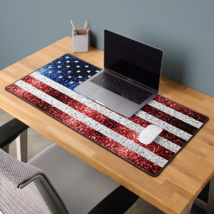 USA Flag Rot-Weiß-Glitzern Glitzern Amerika Schreibtischunterlage