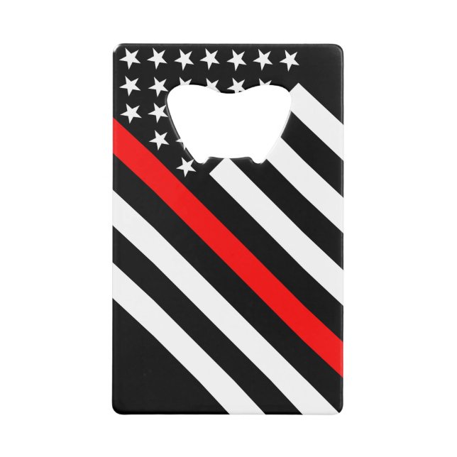 USA Flag Schwarz-Weiß-dünne rote Linie Geldkarten Flaschenöffner (Vorderseite)
