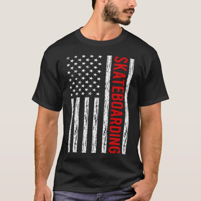 USA Flag Skateboard Skateboard T-Shirt (Vorderseite)