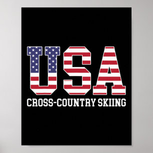 Usa Flag Skier - amerikanischer Langlauf-Langlauf Poster