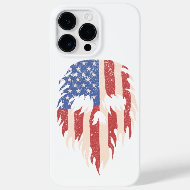 USA Flag Skull Beard | Distressed Patriotic Design Case-Mate iPhone 14 Pro Max Hülle (Rückseite)