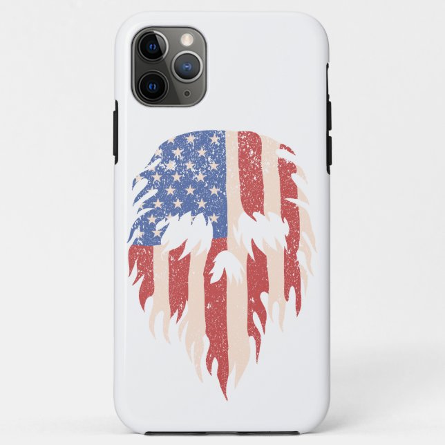 USA Flag Skull Beard | Distressed Patriotic Design Case-Mate iPhone Hülle (Rückseite)