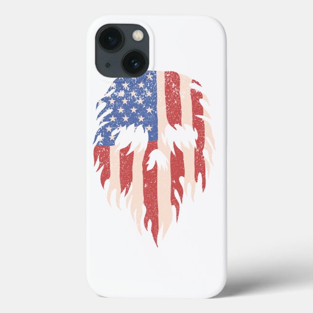 USA Flag Skull Beard | Distressed Patriotic Design Case-Mate iPhone Hülle (Rückseite)