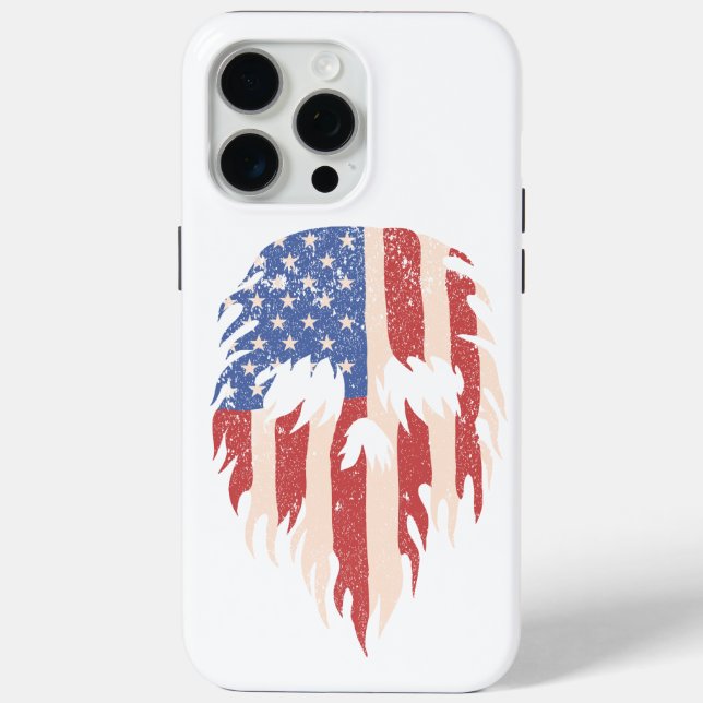 USA Flag Skull Beard | Distressed Patriotic Design Case-Mate iPhone Hülle (Rückseite)