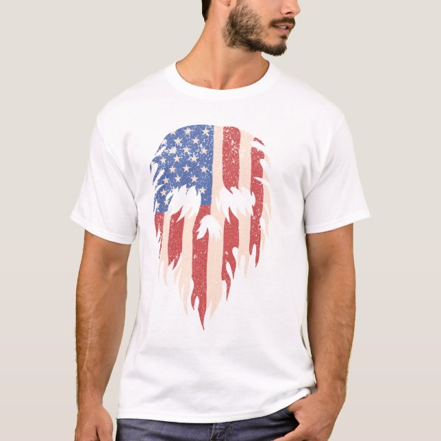 USA Flag Skull Beard | Distressed Patriotic Design T-Shirt (Vorderseite)