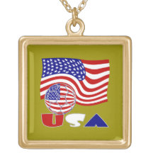 USA Flag Soccer Ball Golden Background