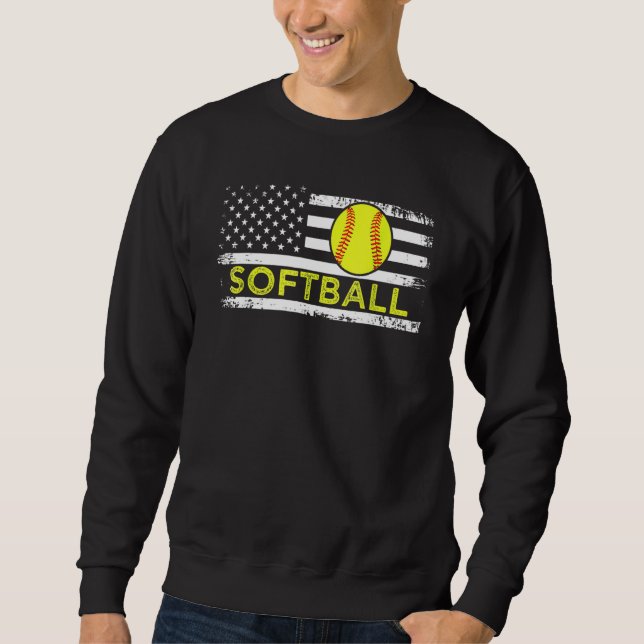 USA Flag Softball American Patriot US Flag Softbal Sweatshirt (Vorderseite)