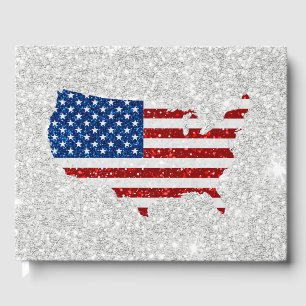 USA Flag Stars & Strips 4. Juli Glitzer Gästebuch