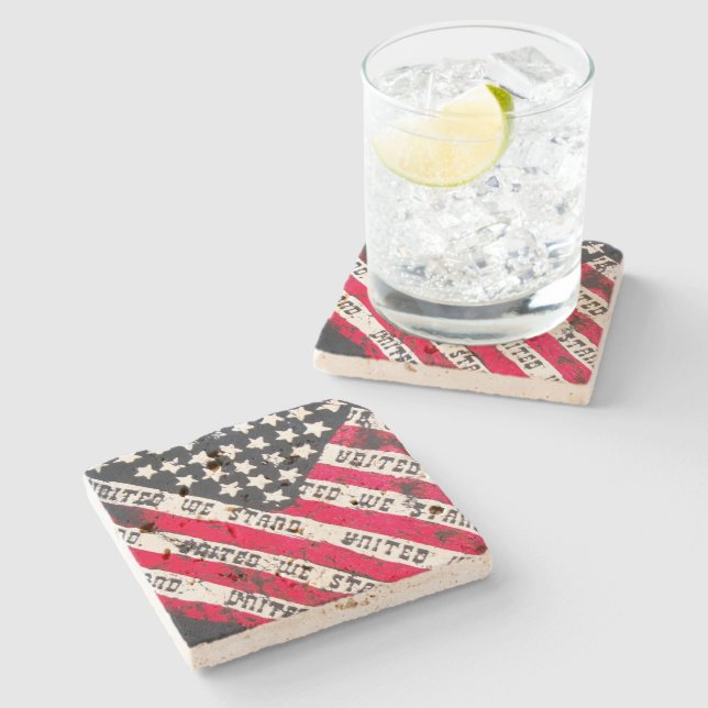 USA Flag Stone Untersetzer (Seitenansicht)