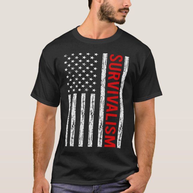 USA Flag Survivalism Prepper Survivival T-Shirt (Vorderseite)