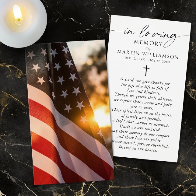 USA Flag Sympathy Funeral Memorial Prayer Card (Créateur téléchargé)