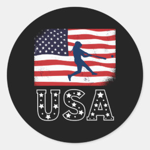 Usa Flag Team Softball 4. Juli Softball Runder Aufkleber
