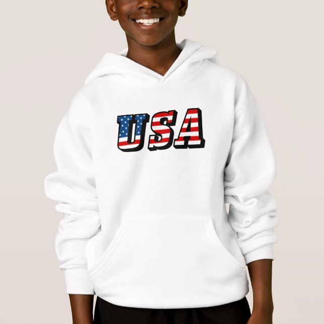 USA Flag Text Hooded Sweatshirt (Vorderseite)