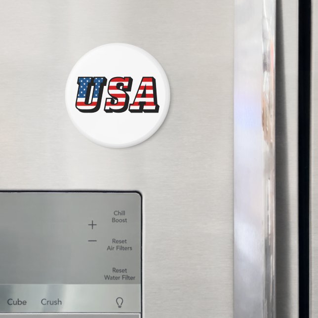 USA Flag Text Magnet (In Situ (Kühlschrank))