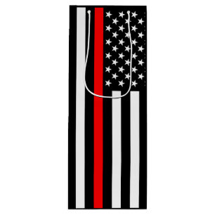 USA Flag The Thin Red Line Theme on a a Geschenktüte Für Weinflaschen