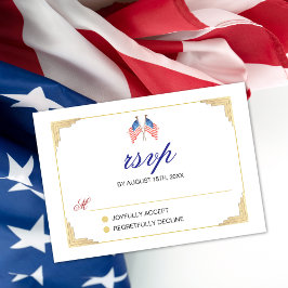 USA Flag Themed Wedding Response Card Minimalistis RSVP Karte