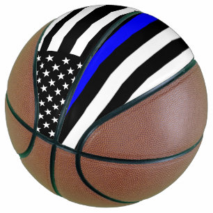 USA Flag Thin Blue Line Symbolisches Memorial auf Basketball