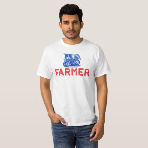 USA Flag Tractor Bauer T-Shirt