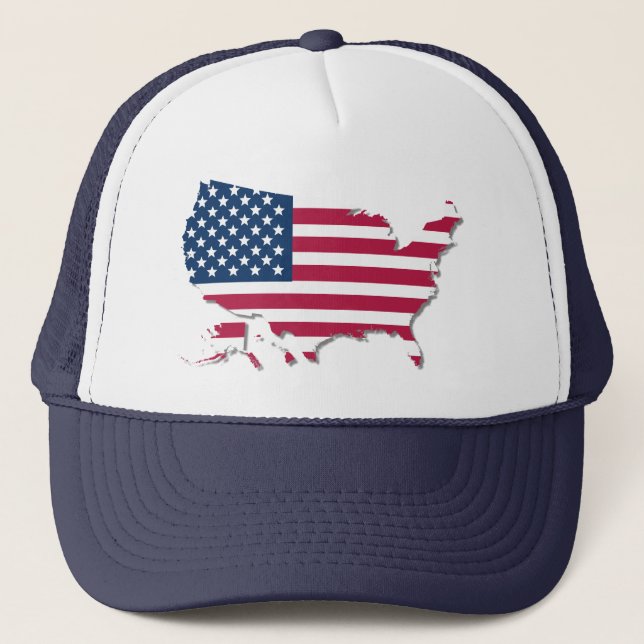 USA Flag und Karte Patriotisch Truckerkappe (Vorderseite)