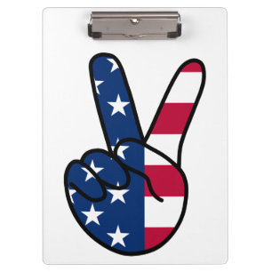USA Flag V Zeichen Klemmbrett