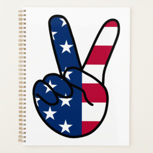 USA Flag V Zeichen Planer