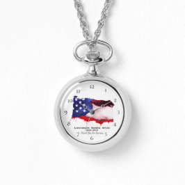 *~* USA Flag Veteran Military Red White Blue Armbanduhr