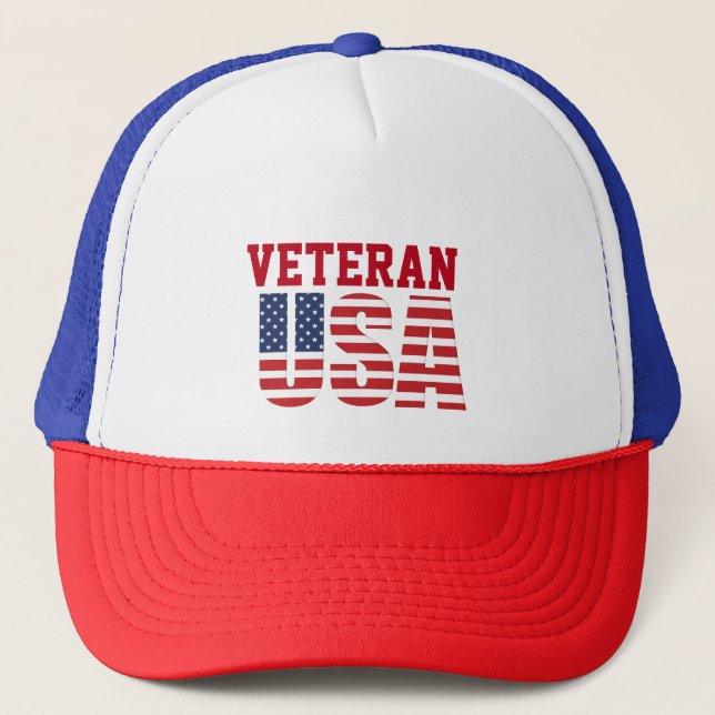 USA Flag Veteran Trucker Hat Truckerkappe (Vorderseite)