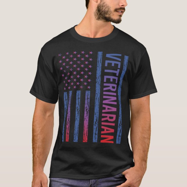 USA Flag Veterinary T-Shirt (Vorderseite)