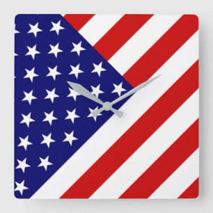 USA Flag Wall Clock Quadratische Wanduhr