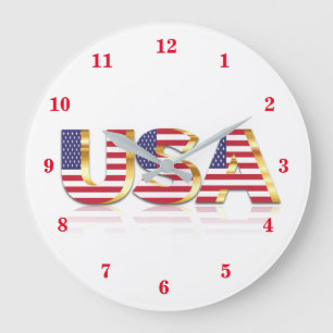 USA Flag Wall Clock USA Große Wanduhr