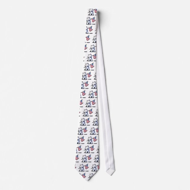 USA Flag Westie Terrier Neck Tie Krawatte (Vorderseite)