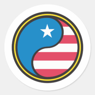 USA Flag Yin Yang Runder Aufkleber