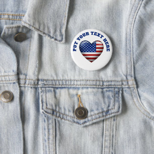 USA-Flagge 3D-Herzsymbol Emblem Brooch Button
