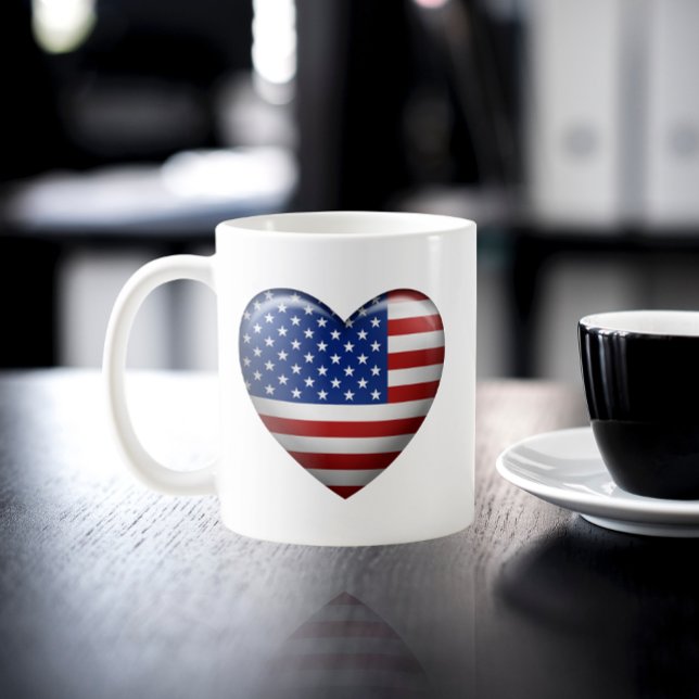 USA-Flagge | 3D-Herzsymbol Kaffeetasse (Von Creator hochgeladen)