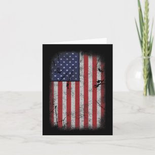 USA-Flagge 4. Juli Amerikanisch Rot Weiß Blau Vint Karte