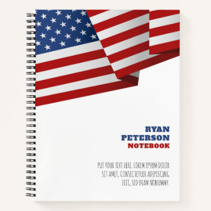 USA-Flagge   Abzeichen   Pop Art Notizbuch