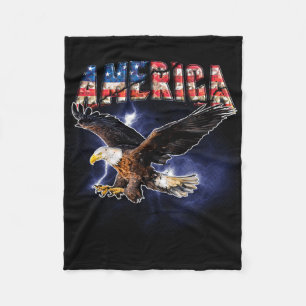 Usa-Flagge Amerika-Schrift Adler-Blitze für Männer Fleecedecke