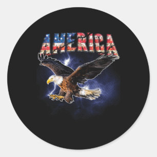 Usa-Flagge Amerika-Schrift Adler-Blitze für Männer Runder Aufkleber