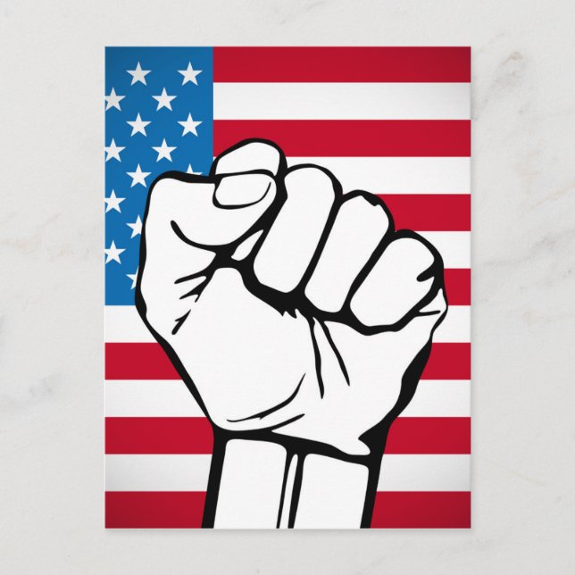 USA-Flagge | Ansteigende Fäuste Postkarte (Vorderseite)