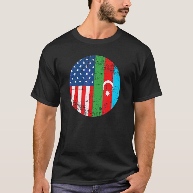 USA-Flagge Aserbaidschan Post Sowjet Staaten Ameri T-Shirt (Vorderseite)
