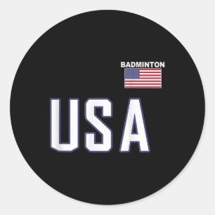 USA-Flagge Badminton-Team Cooler Spieler Ausrüstun Runder Aufkleber